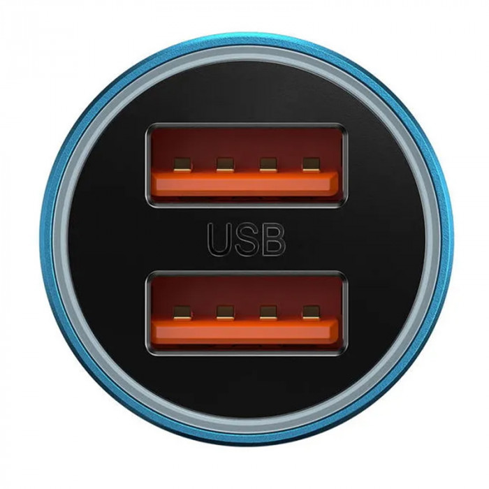Автомобильное зарядное устройство Baseus Golden Contactor Max Dual Fast Charger U+U 60W Синий (CGJM000003)