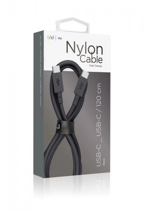 Кабель "vlp" Nylon Cable USB C - USB C 1.2м черный