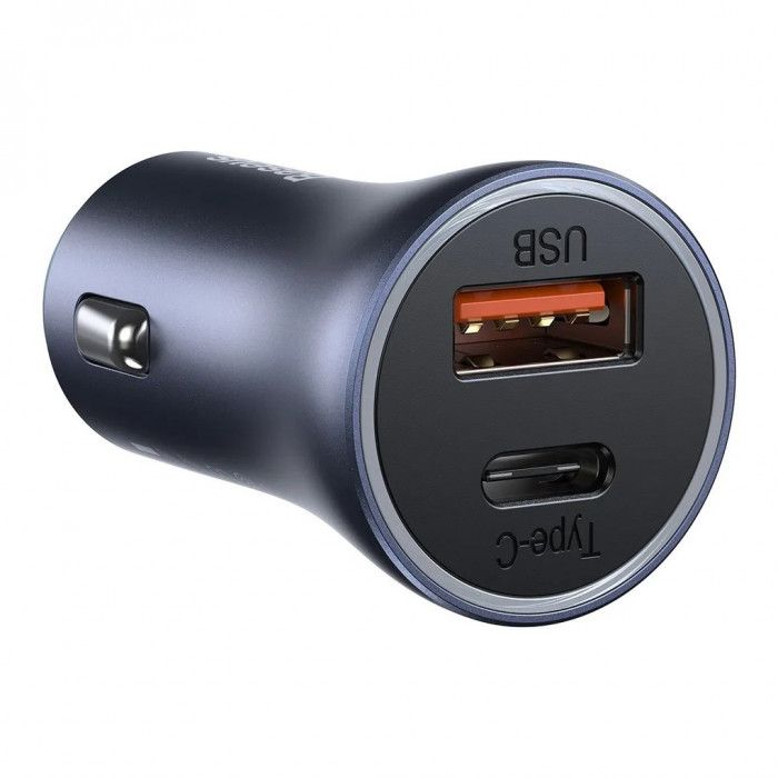 Автомобильное зарядное устройство Baseus Golden Contactor Pro Dual Quick Charger Car Charger U+C 40W (With Baseus Simple wiring USB для Type-C 5A 1m) Темно-серый (TZCCJD-0G)