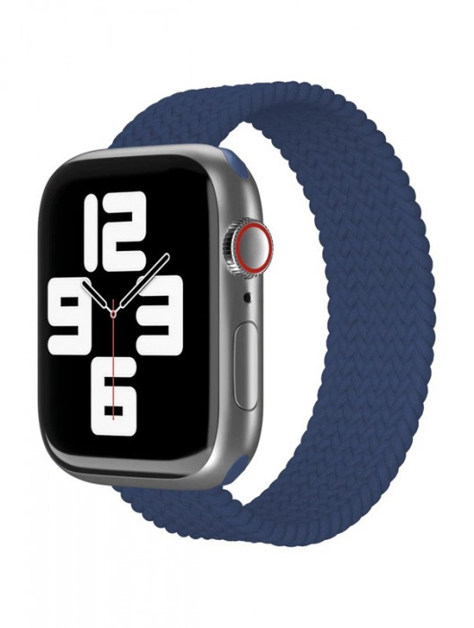 Ремешок нейлоновый плетёный "vlp" для Apple Watch 38/40/41 S/M тёмно-синий