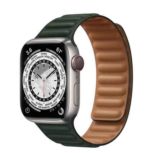 Ремешок для Apple Watch 38/40/41mm Green Leather Link Small