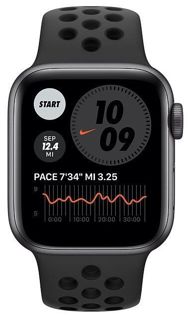 Умные часы Apple Watch SE GPS 44mm Aluminum Case with Nike Sport Band Серый космос/антрацитовый/черный