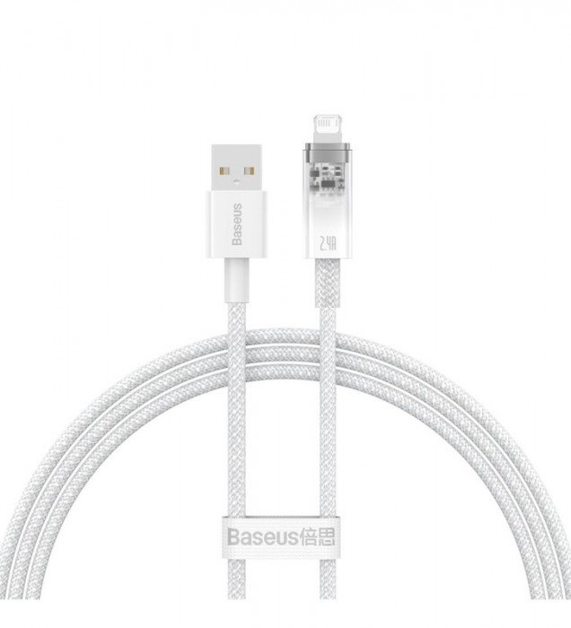 Кабель Baseus Explorer Series Fast Charging Cable with Smart Temperature Control USB to Apple Lightning 2.4A 1m (CATS010002) Белый