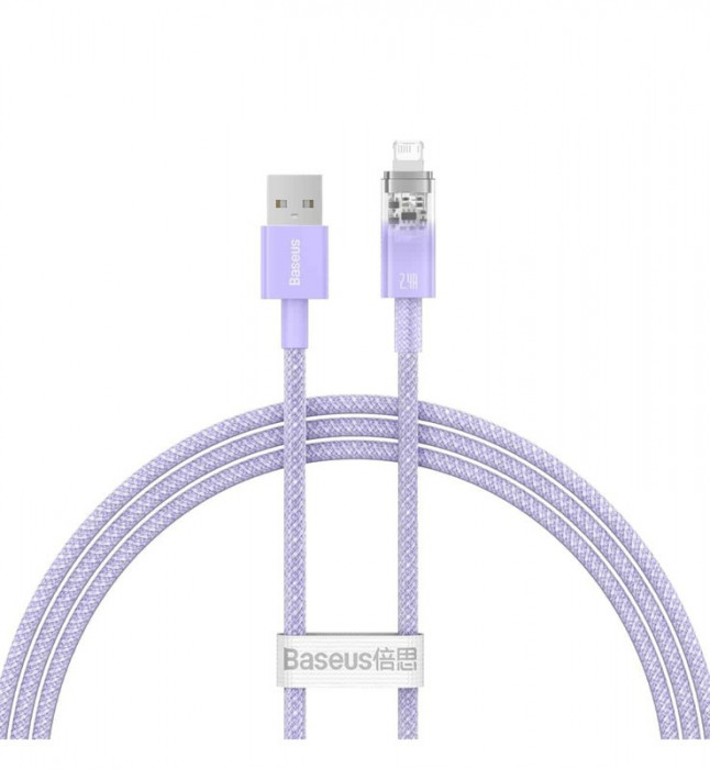Кабель Baseus Explorer Series Fast Charging Cable with Smart Temperature Control USB to Apple Lightning 2.4A 1m (CATS010005) Фиолетовый