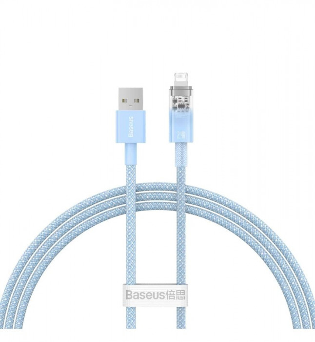 Кабель Baseus Explorer Series Fast Charging Cable with Smart Temperature Control USB to Apple Lightning 2.4A 1m (CATS010003) Голубой