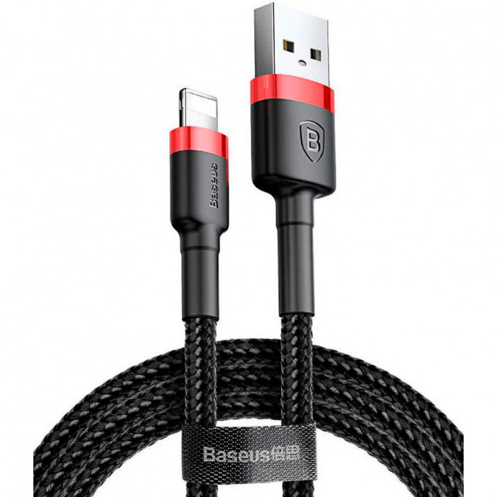 Кабель USB - Lightning Baseus cafule Cable 2.4A 1 метр - Красный (CALKLF-B19)