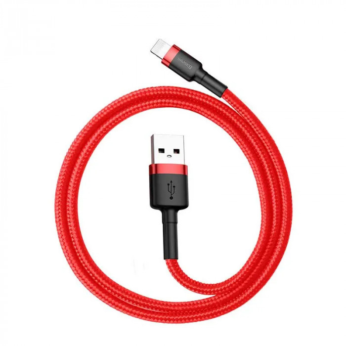 Кабель USB - Lightning Baseus cafule Cable 2.4A 1 метр - Красный (CALKLF-B19)